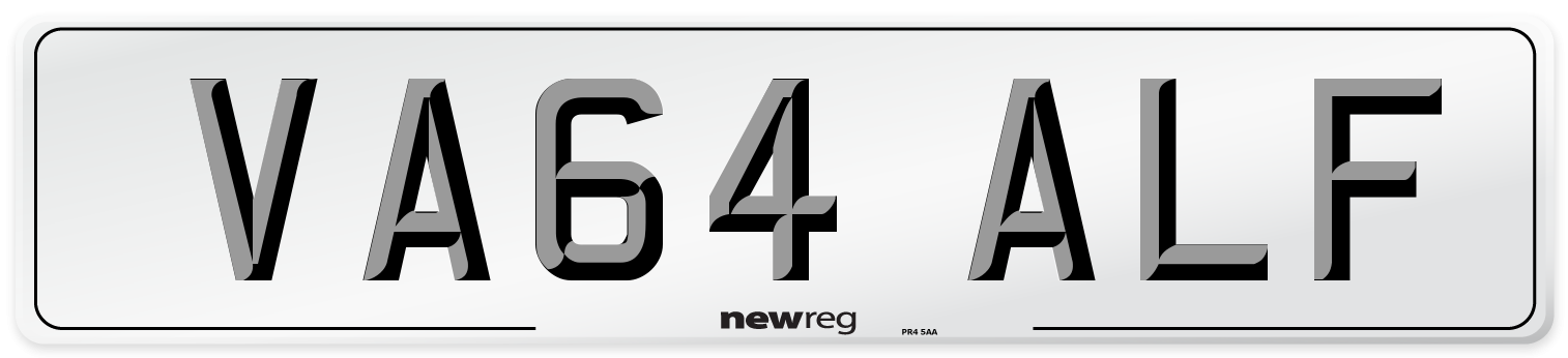 VA64 ALF Number Plate from New Reg